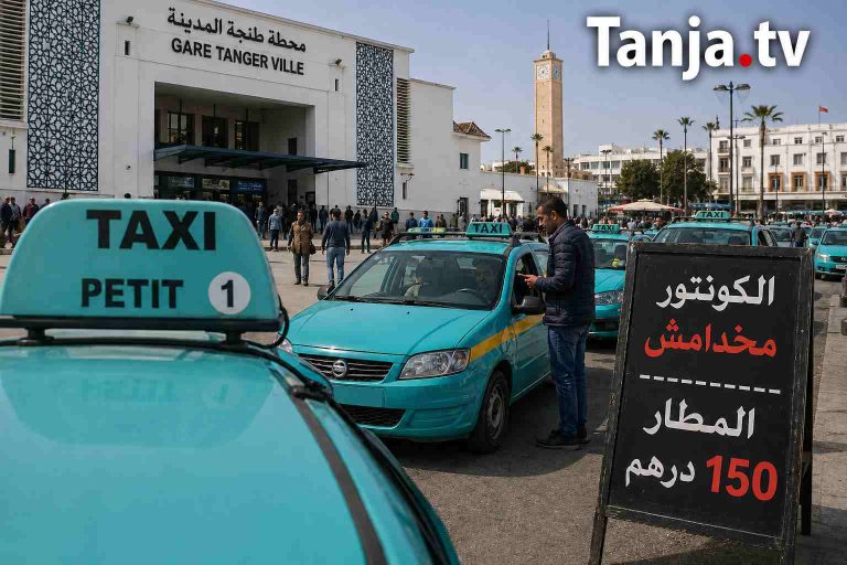 “الكونتور مخدامش” فوضى أسعار بعض “الطاكسيات” أمام محطة قطار طنجة Tanja.tv